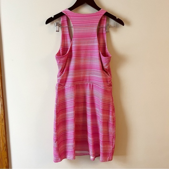 Tehama Pink Striped Racerback Mini Dress Athletic Sleeveless Size Medium - Picture 5 of 8